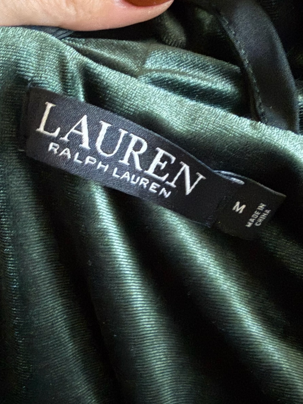 Lauren Ralph Lauren Green Velvet Robe M - Picture 5 of 7